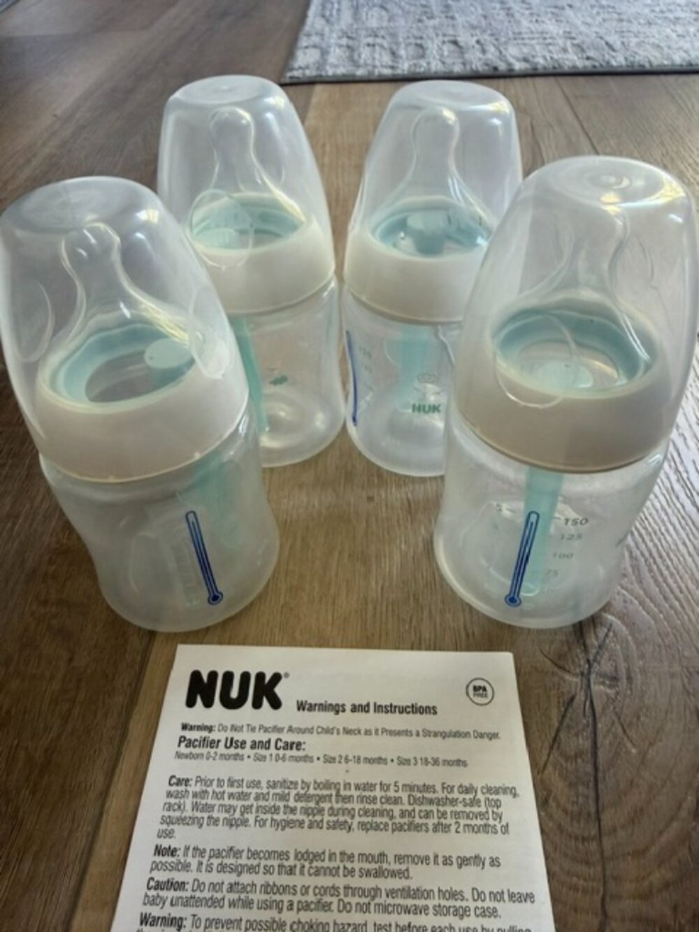 NEW NUK 4 Baby Bottles 5 Oz. with Straw Brush